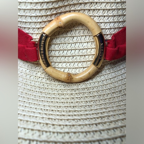 Lauren Ralph Lauren Elegant Red and Cream Wide Brim Hat 🍄 - Picture 7 of 9